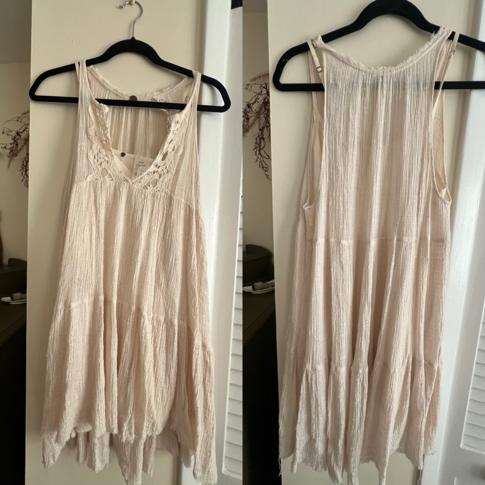 Free People Cream Textured Dress